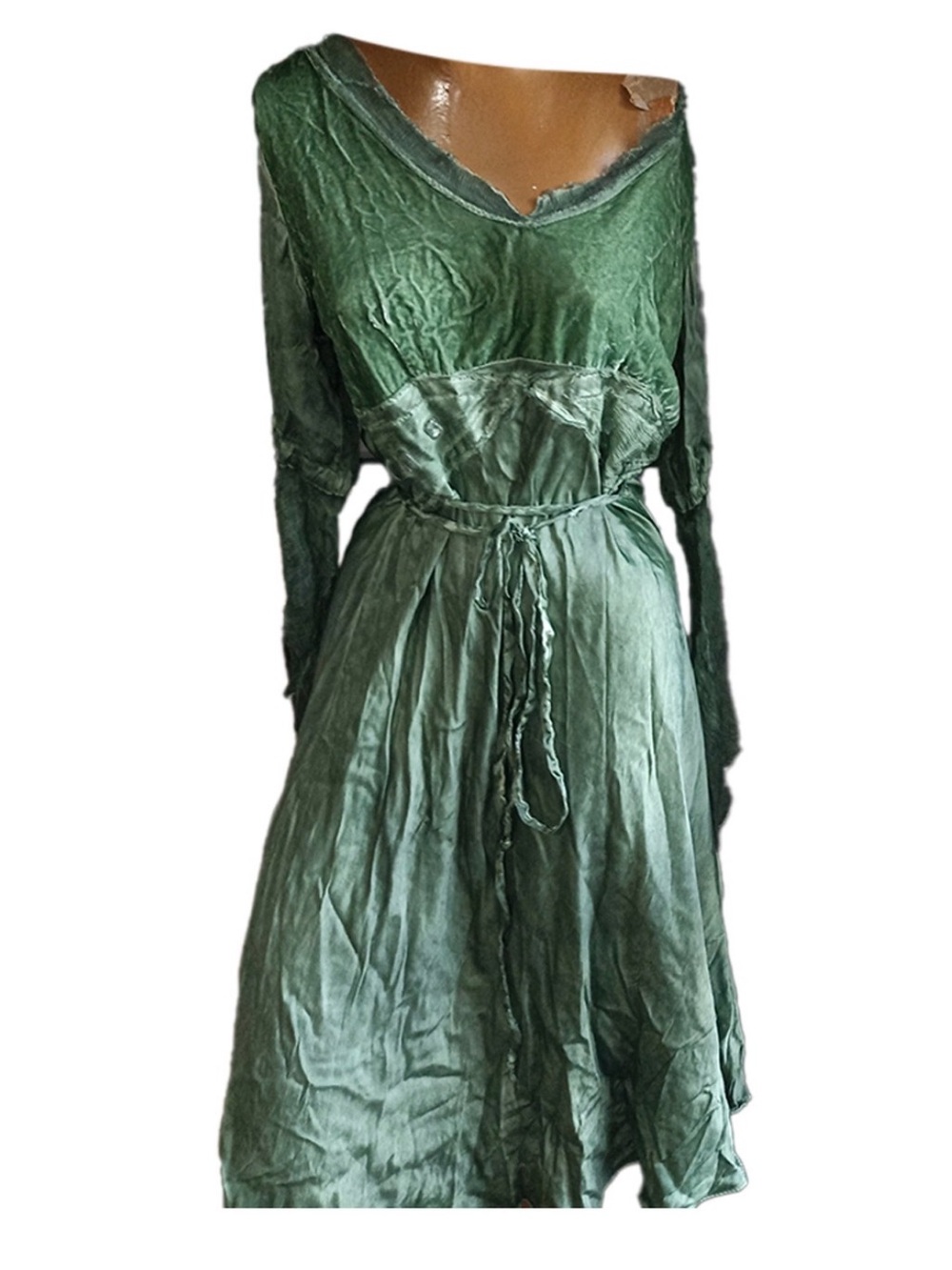 Andrea Rosati Green Silk Blend Velvet Midi Dress Size 44 Made in Italy